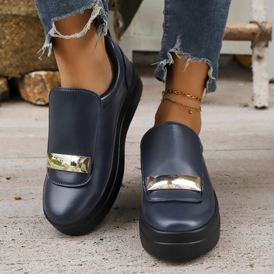 Aria Leather Platform Sneakers – Women’s White Casual Loafers