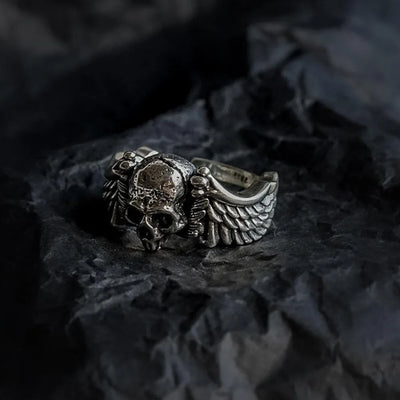 Jett Wings Skull Ring