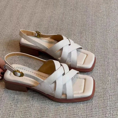 Lena Woven Low-Heel Sandals