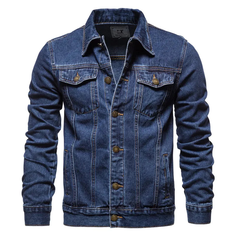 Kairo Cotton Denim Jacket – Men's Slim Fit Casual Lapel Coat for Spring