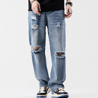 Ryder Cotton Baggy Jeans – Men’s Ripped Straight-Leg Denim