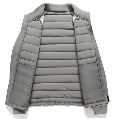 New Men's Outdoor Knitting Splicing Winter New National Standard 90 White Duck Down Light Couple Hoodie Stand Collar Down Jacket