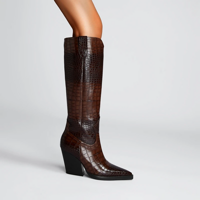 Clara Croc-Embossed High Boots
