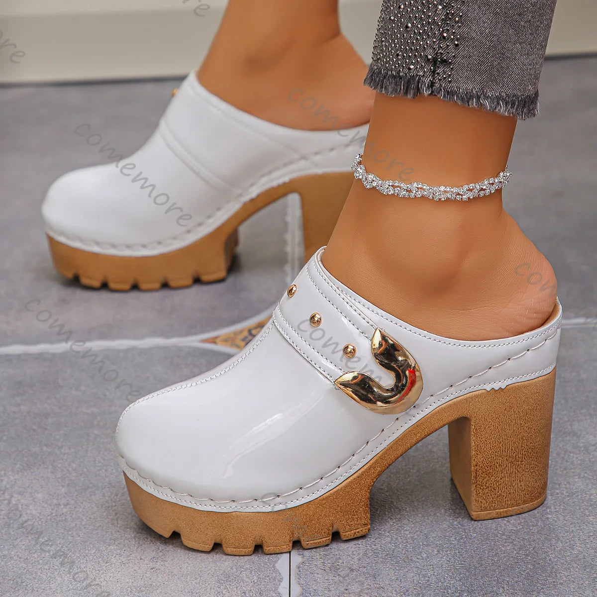 Emma Chunky Heel Mules
