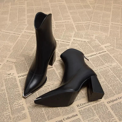 Emilia Chrome-Toe Ankle Boots