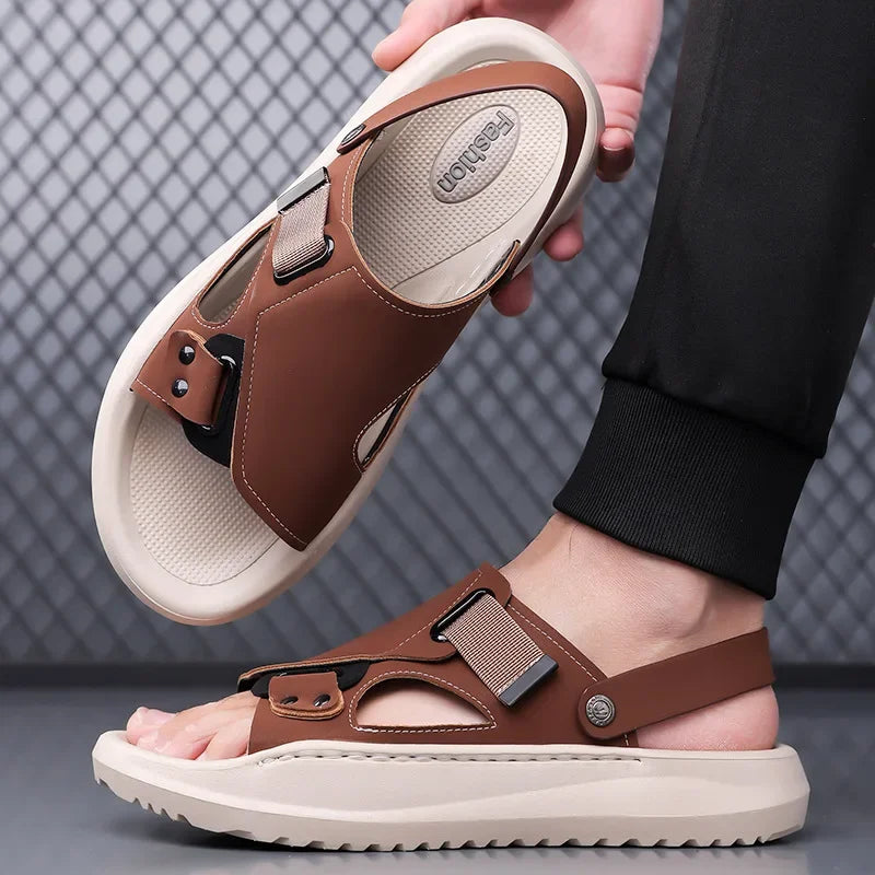 Luca Leather Orthopedic Sandals – Men’s Thick Sole Dual-Wear Slip-Ons