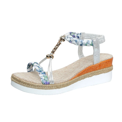 Bianca Orthopedic Wedge Sandals – Braided Slip-On with Arch Support