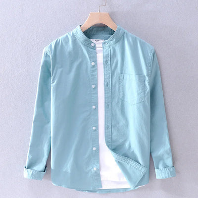 Leo Cotton Stand Collar Long Sleeve Shirt
