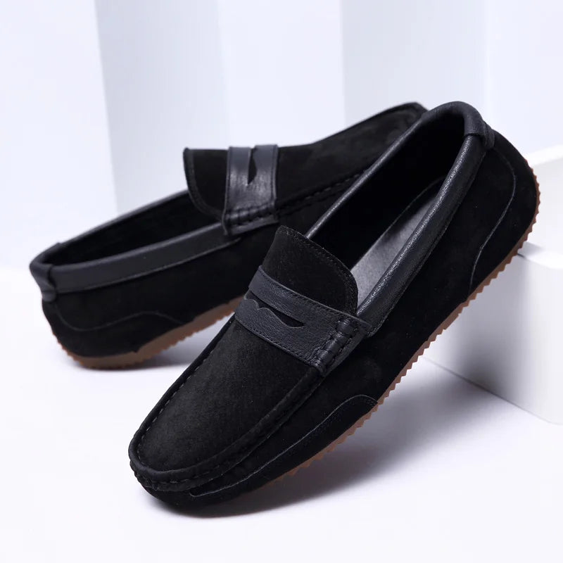 Matteo Leather Slip-On Loafers – Men’s Casual Driving Shoes