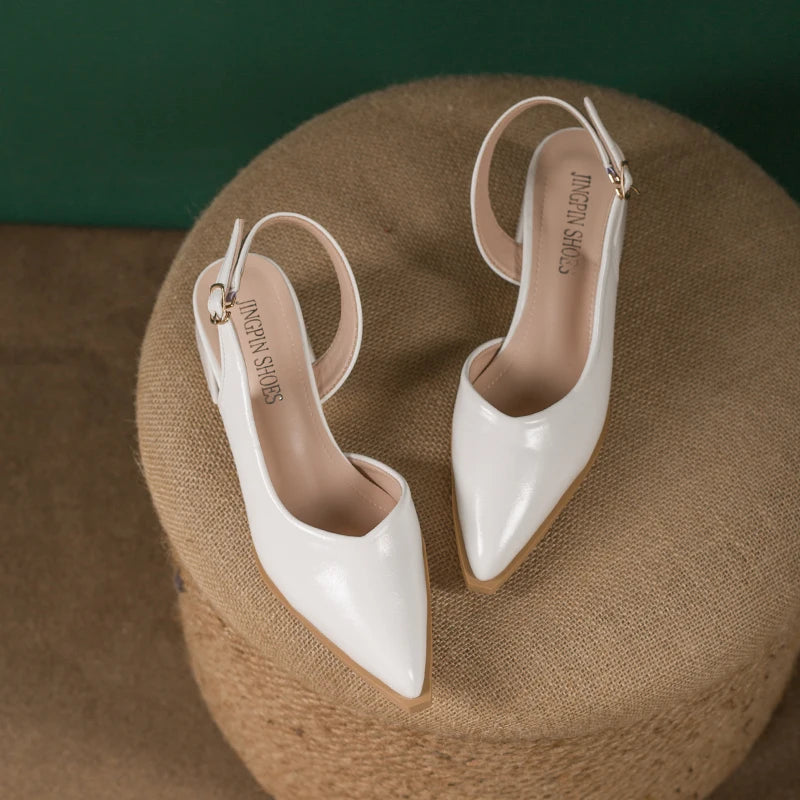 Isabella Slingback Pumps – Pointed-Toe Square Heels