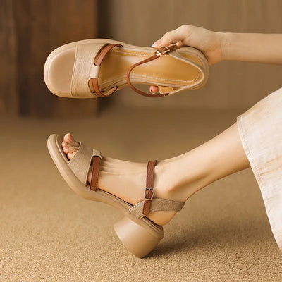 Lana Leather Mid-Heel Sandals