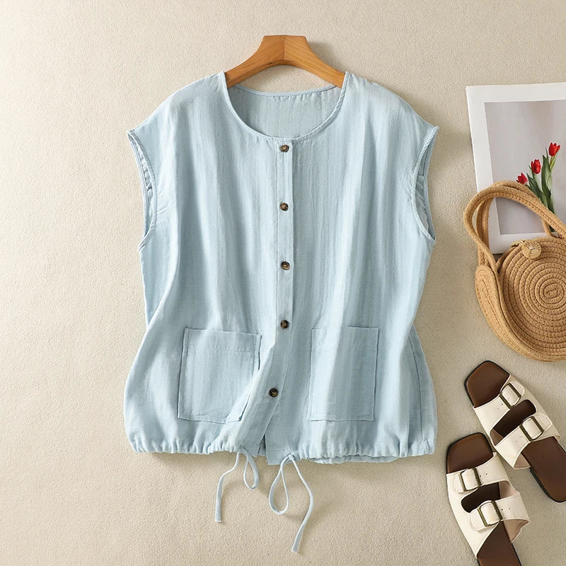 Willow Linen Sleeveless Blouse