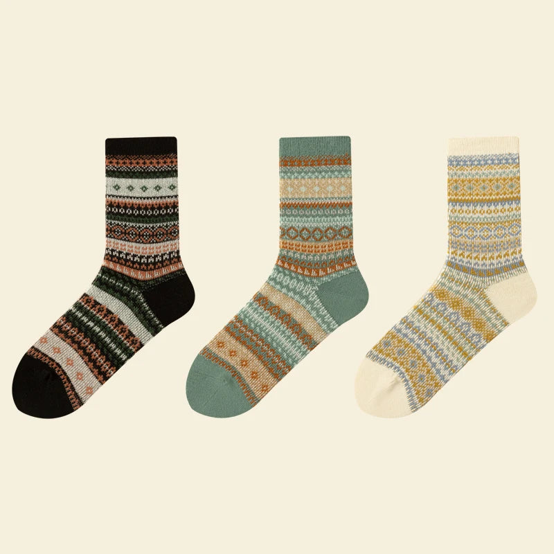 Freja Nordic Knit Socks – Set of Three