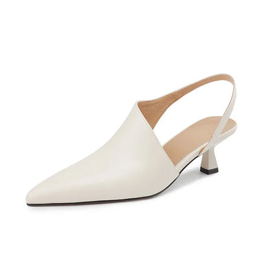 Eleanor Leather Slingback Sandals – Pointed Toe with Thin Heel