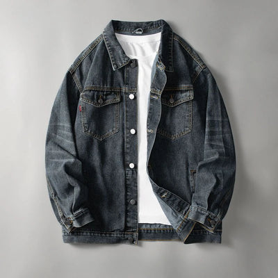 Denim jacket on a gray background