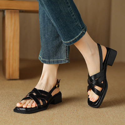 Lena Woven Low-Heel Sandals