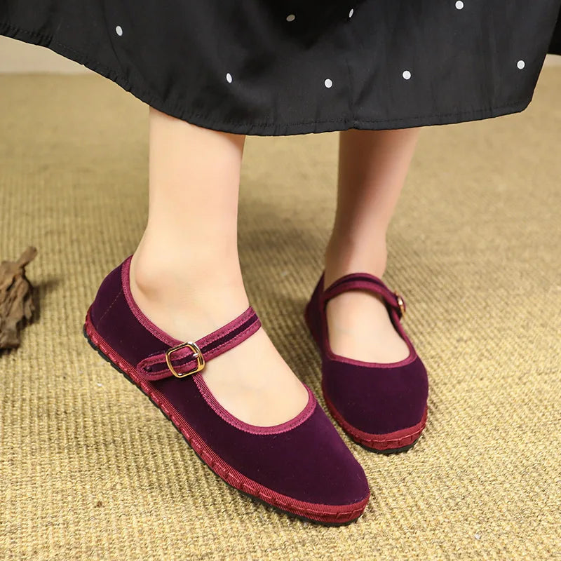 Mary Jane Velvet Flat