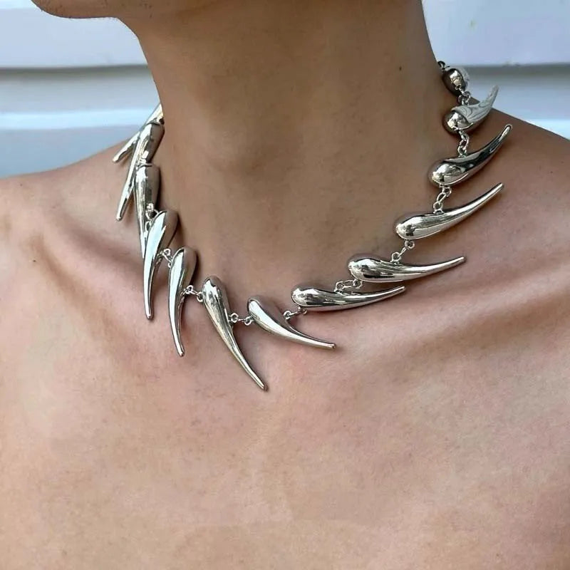 Punk Rivet Chain Choker Necklace