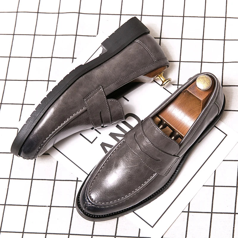 The Orwell Black Leather Loafers