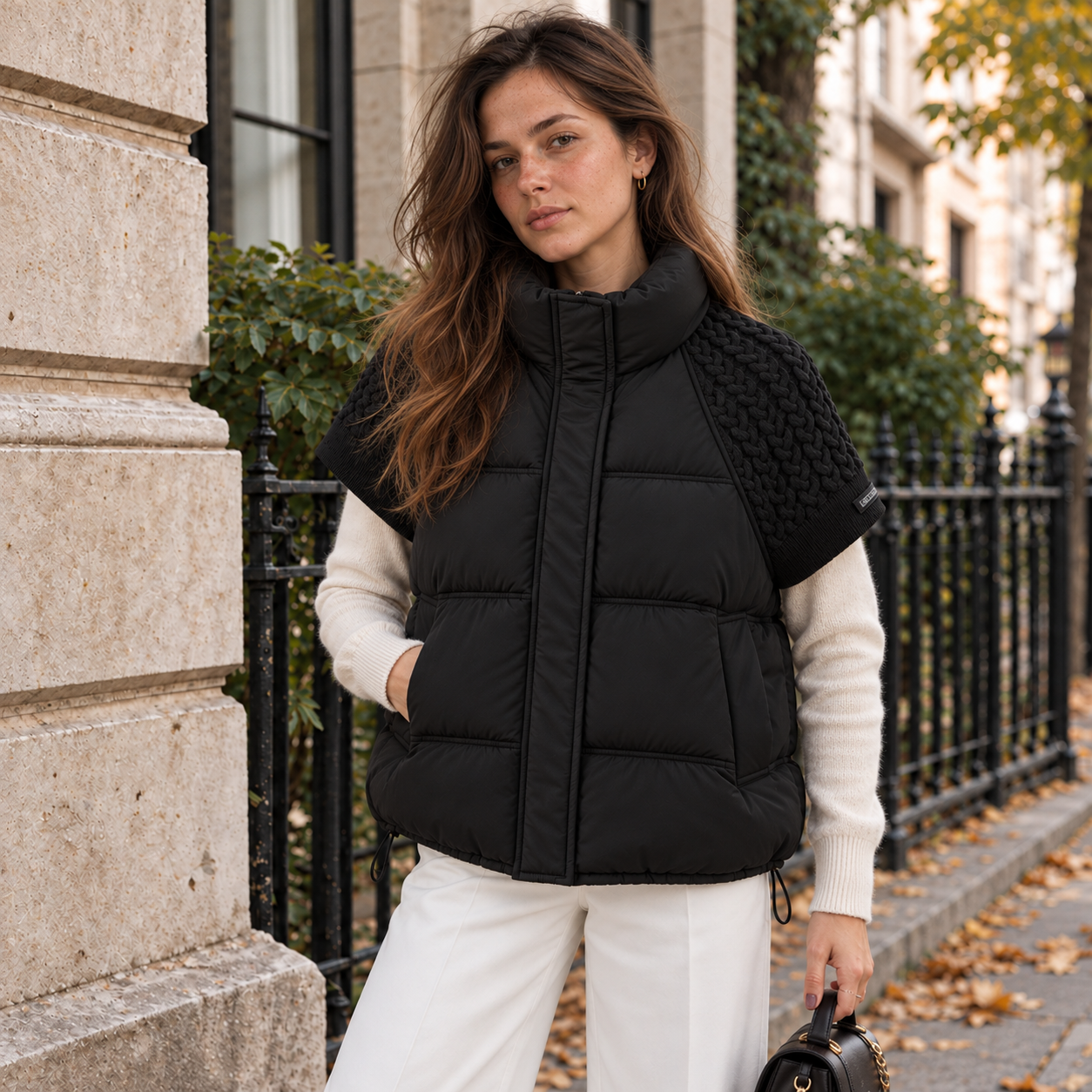 The Vivienne Quilted Knit-Sleeve Jacket