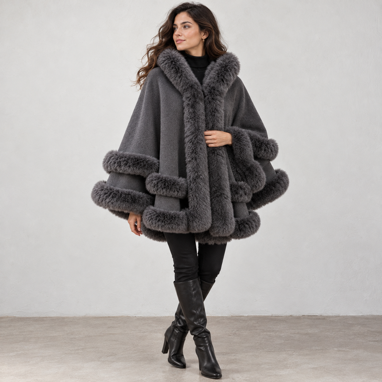 The Celeste Faux Fur Cape
