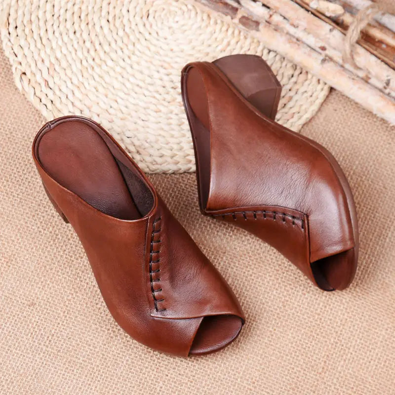 Ella Leather Slide Sandals