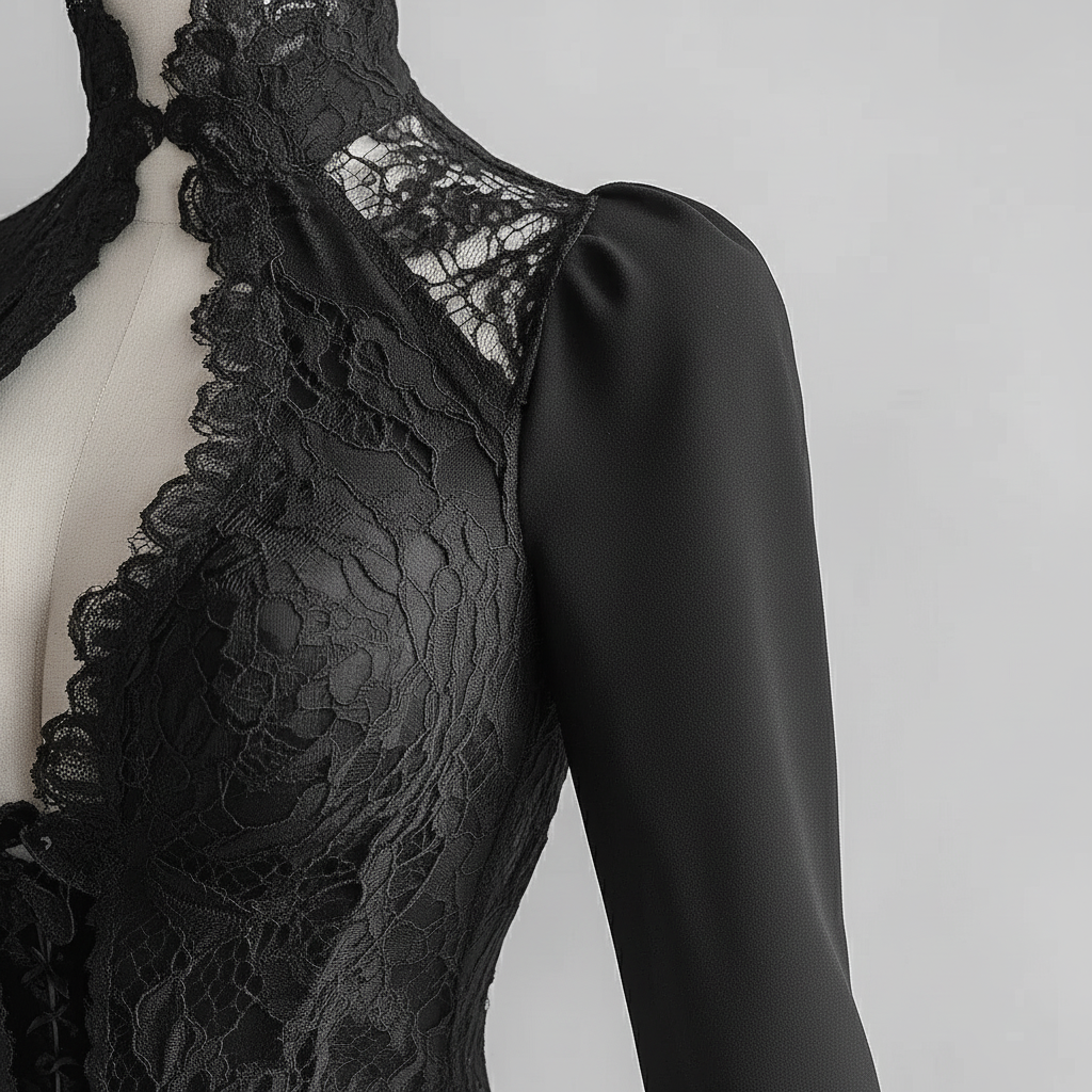 Noir Lace Panel Corset Top