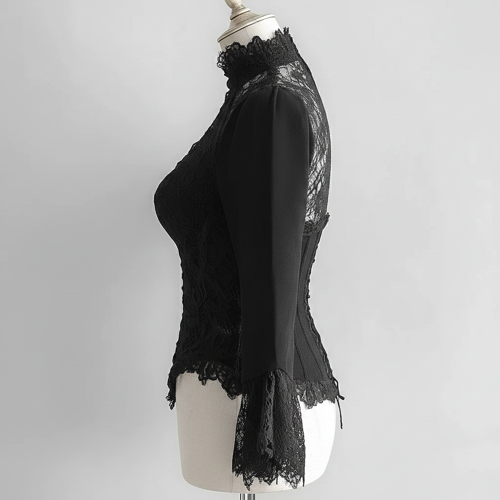 Noir Lace Panel Corset Top