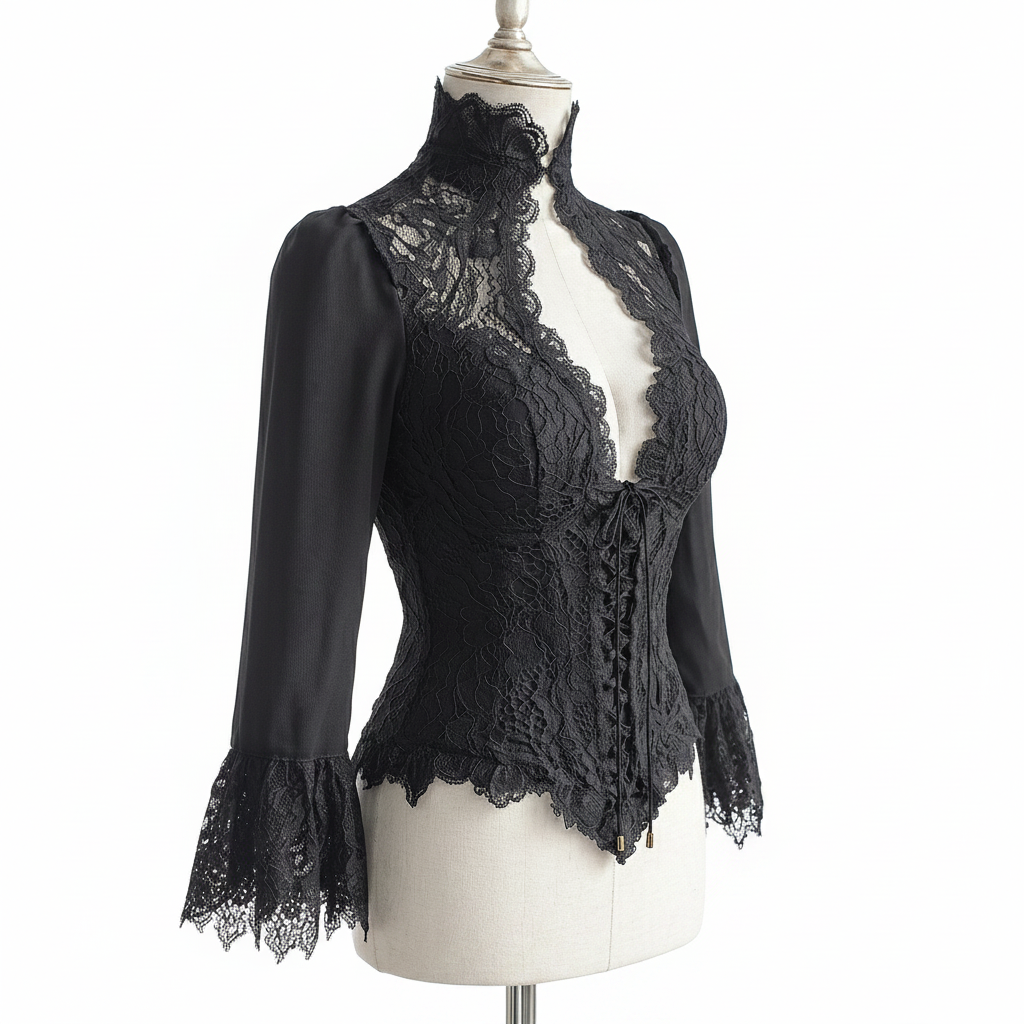 Noir Lace Panel Corset Top