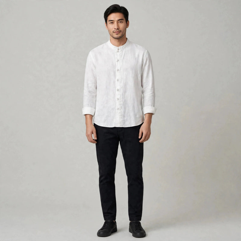 Hugo Linen Stand Collar Shirt